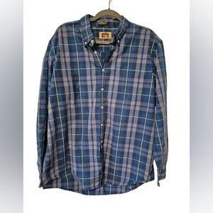 Foundry Blue Plaid Button Down Shirt Easycare Men's Size XLT